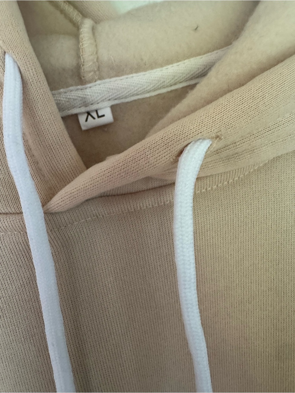 Men's Beige Crewneck Hoodie Pullover - Picture 3 of 7